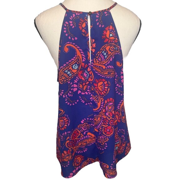 Everly Anthropologie Colorful PAISLEY FLORAL Flowy Polyester Tank Top Size Large - Picture 4 of 10